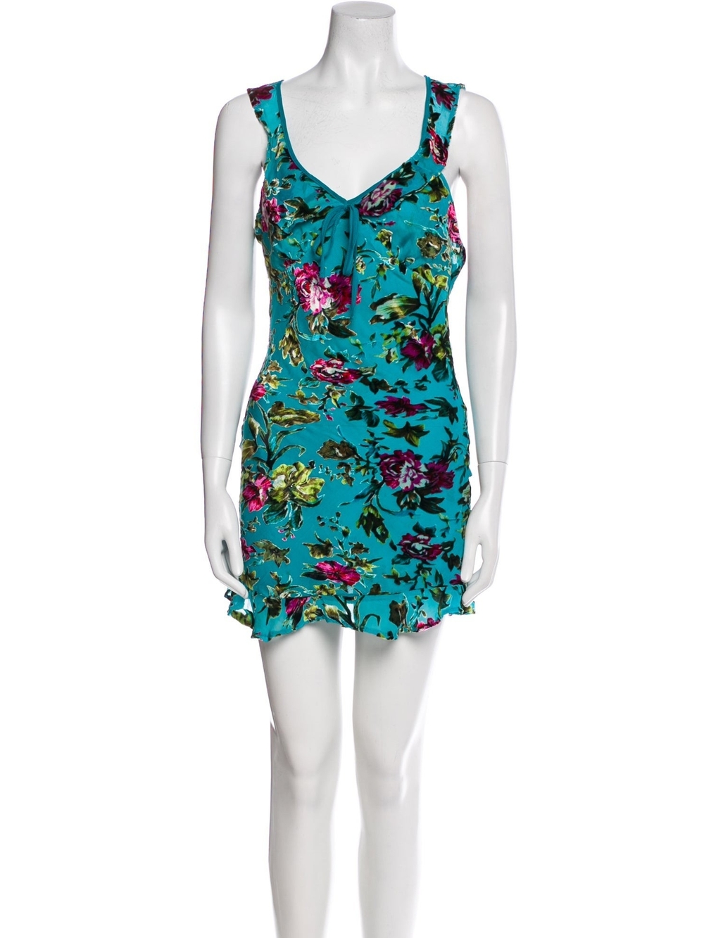 Rat & Boa Silk Mini Dress Floral Teal